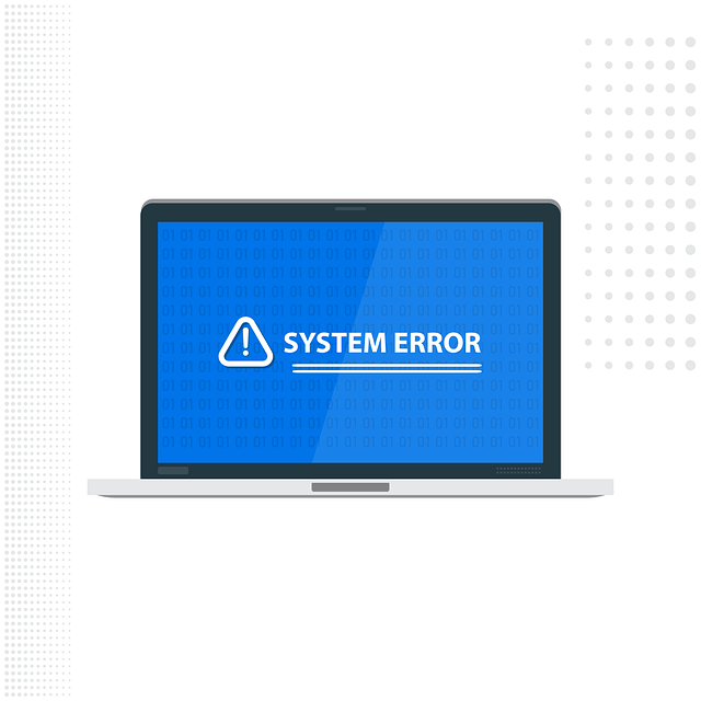 Portatīvais dators uz uzrakstu System error uz ekrāna